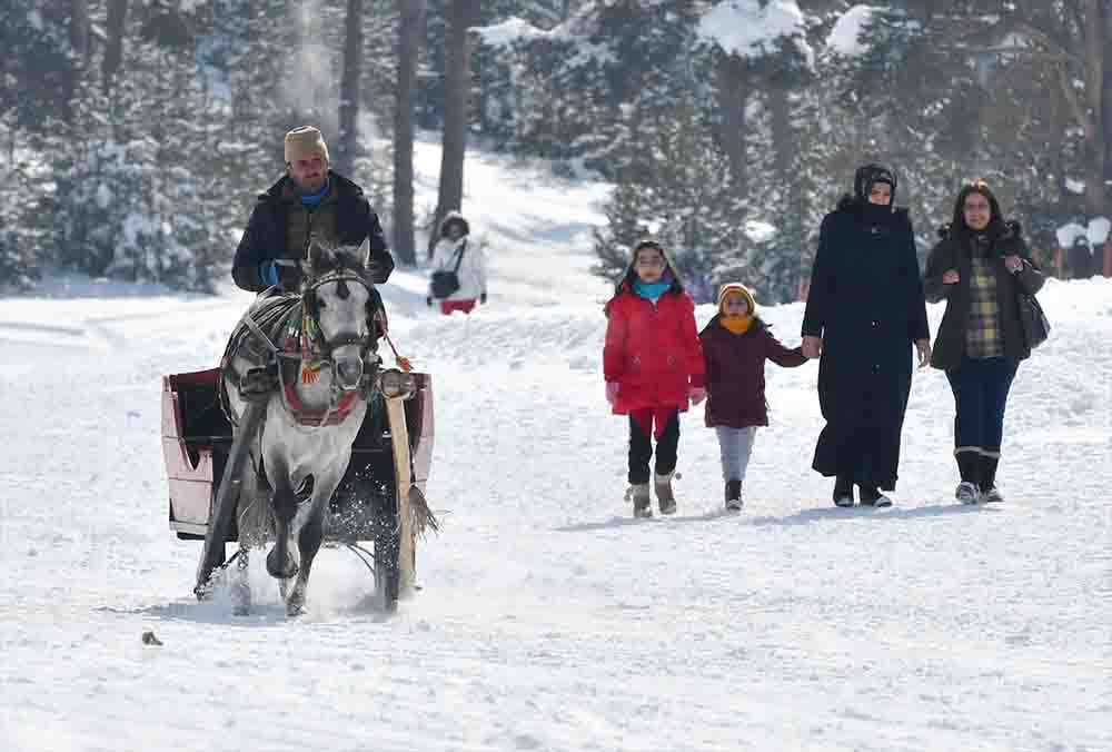 Cıbıltepe'de sezon uzayınca atlı kızakçıların yüzü hep güldü