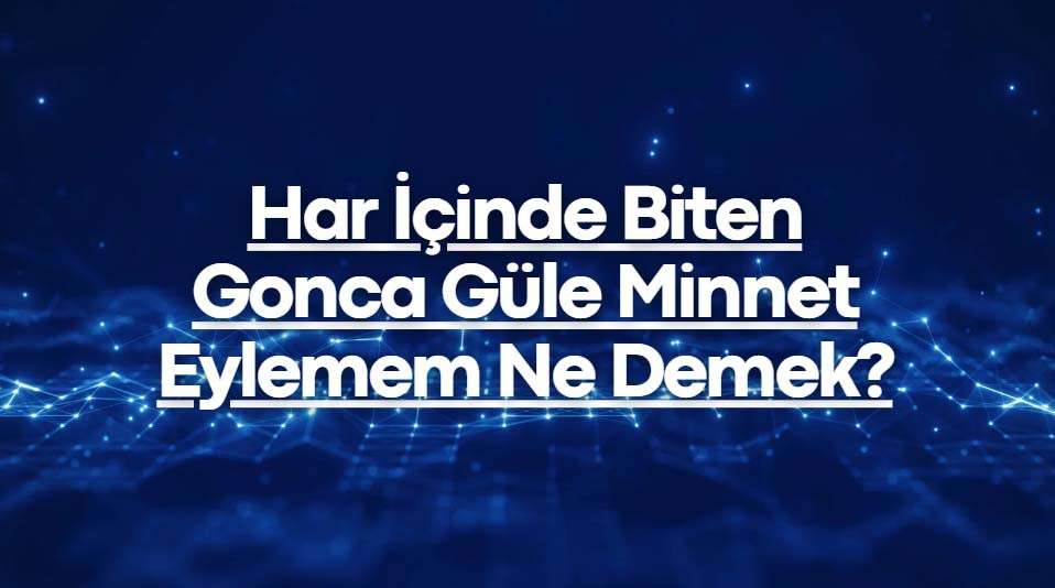 Har İçinde Biten Gonca Güle Minnet Eylemem Ne Demek?