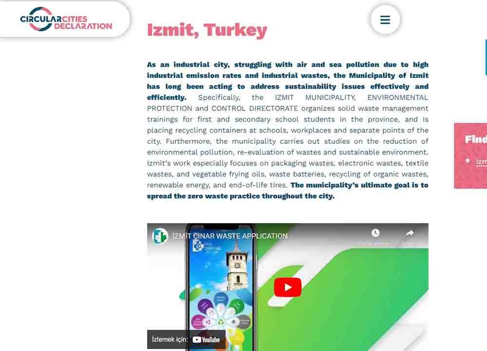 İzmit, Döngüsel Şehirler Ağı’nın nisan ayı bülteninde kapak şehir olarak seçildi 