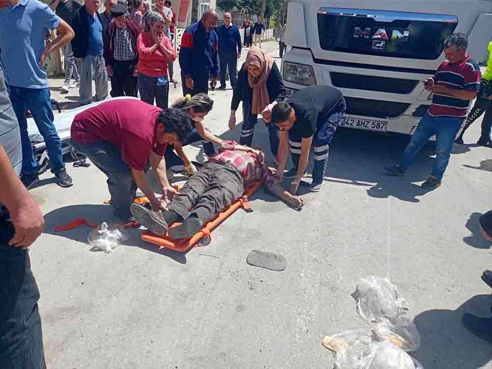 Konya'da tırın çarptığı bisikletli ağır yaralandı