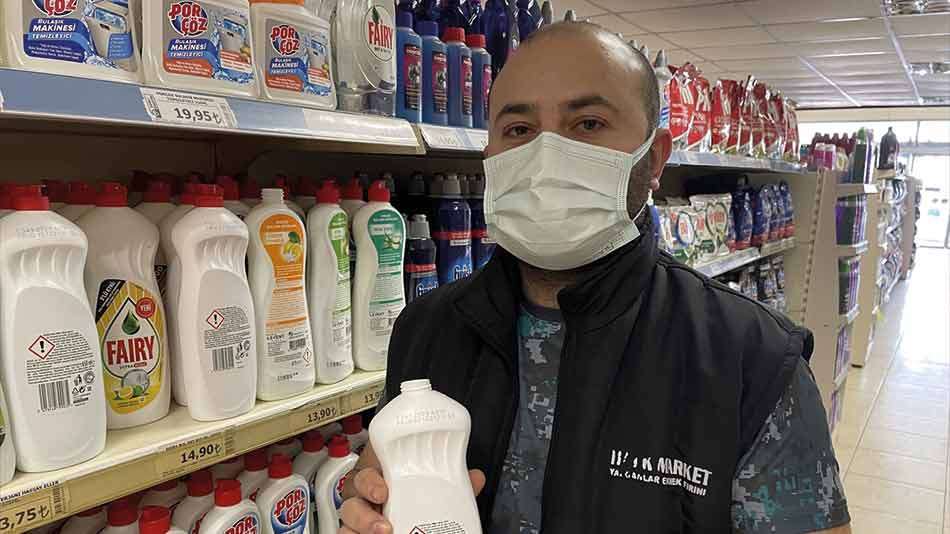 Samsun'da marketteki deterjan şişelerinin kapakları çalındı
