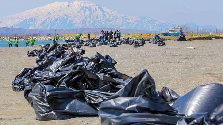 Van Gölü sahilinde tonlarca çöp toplandı