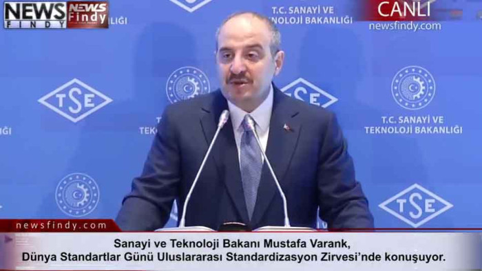 Sanayi ve Teknoloji Bakanı Mustafa Varank, Dünya Standartlar Günü Uluslararası Standardizasyon Zirvesi’nde konuşuyor.