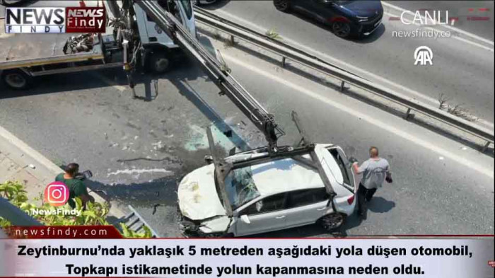İstanbul'da otomobiliyle 5 metre yükseklikten yan yola düşen sürücü yaralandı