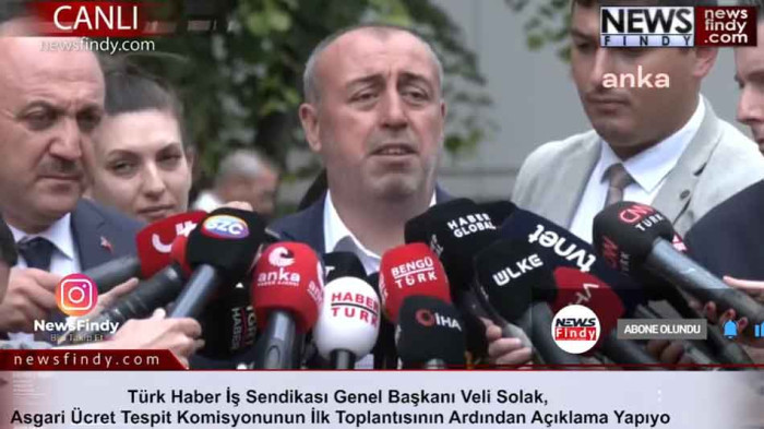 Türk Haber İş Sendikası Genel Başkanı Veli Solak, Asgari Ücret Tespit Komisyonunun İlk Toplantısının Ardından Açıklama Yapıyor