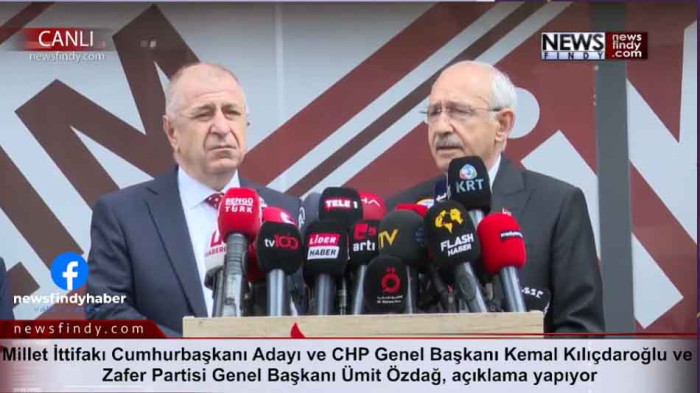 CHP Genel Başkanı ve Millet İttifakı Cumhurbaşkanı Adayı Kemal Kılıçdaroğlu İle Zafer Partisi Genel Başkanı Ümit Özdağ’ın Ortak Basın Açıklaması